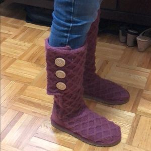 Tall Merlot lattice cardi ugg boot - brand new